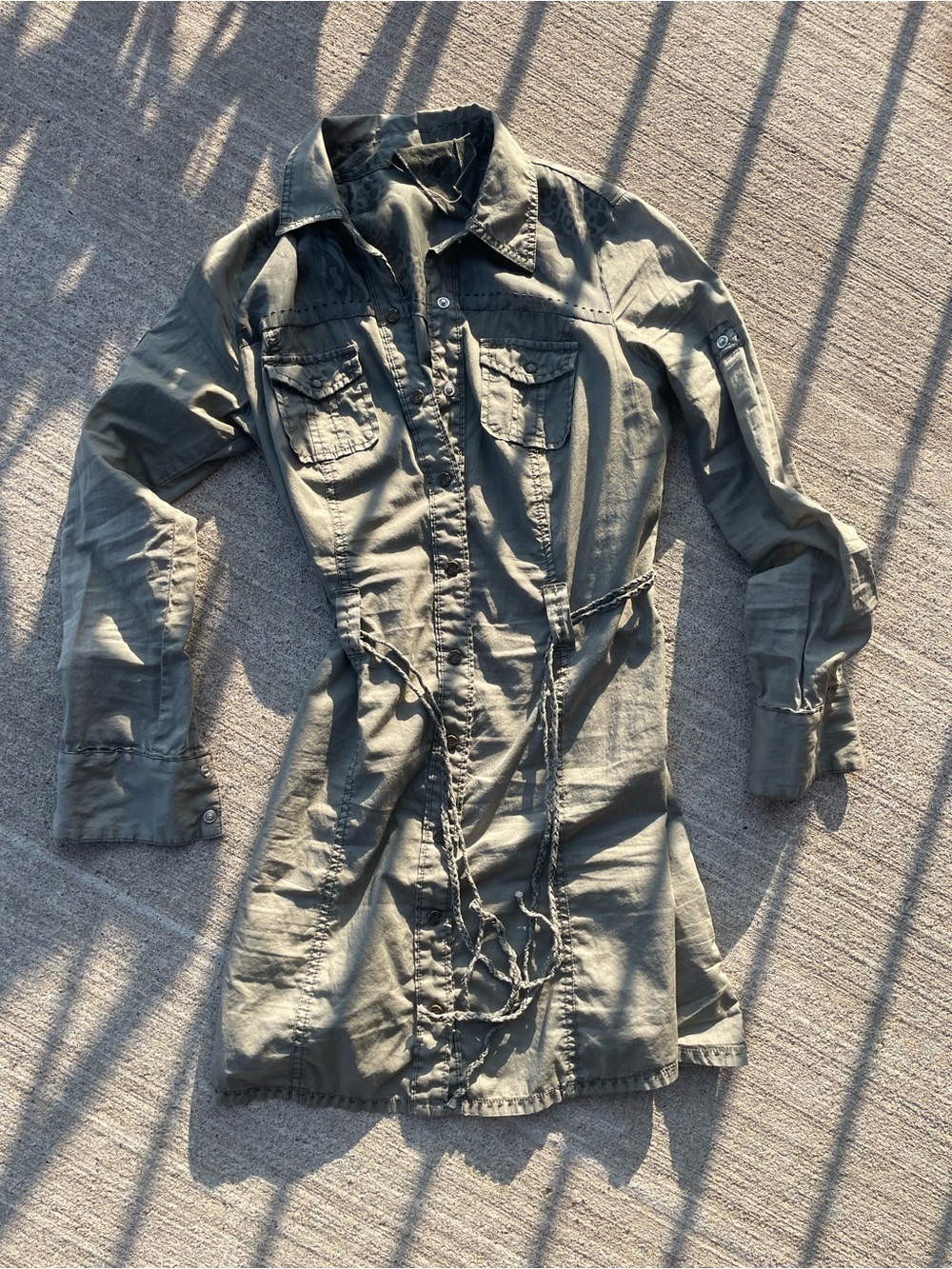 Guess military Green/Grey Women's dress with Tonal Back Print